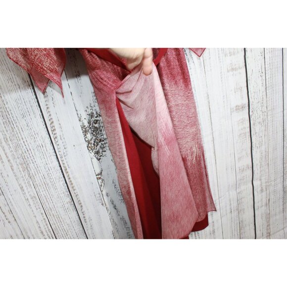 Vintage Lady Carol Ombre Tie Dye Belted Shirt Dress Maroon Cream Size XL - Picture 7 of 12